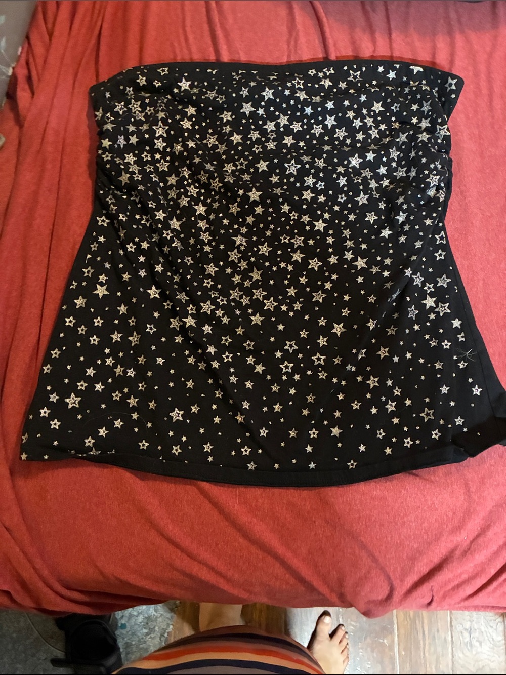 Janette Plus Black Star-Print Strapless Crop Top